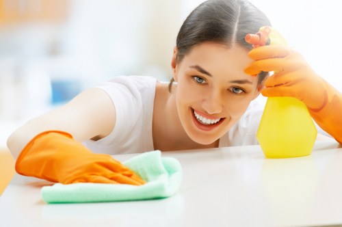 Local domestic cleaner preparing a spotless bathroom in Sutton