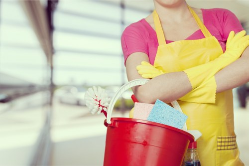 Commercial cleaners maintaining a Sutton office reception area