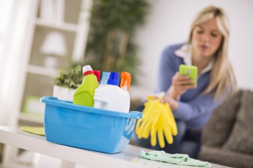 Team member reviewing safety measures before starting deep cleaning